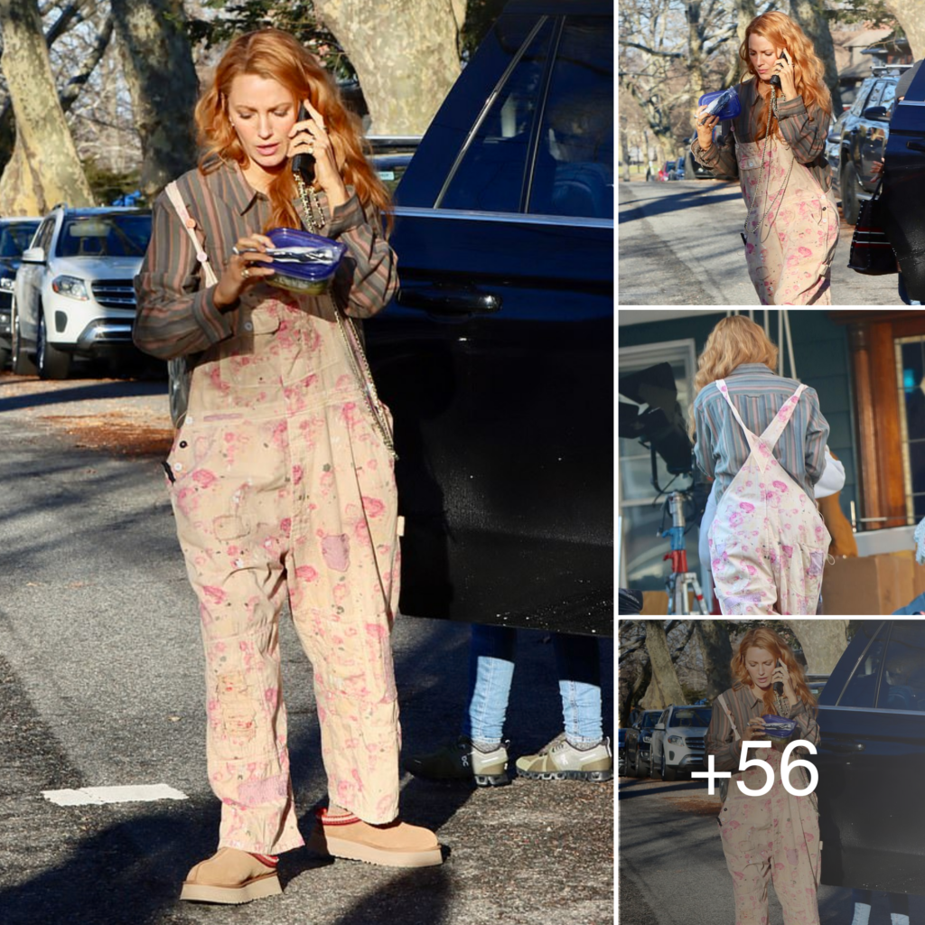 Blake Lively Sported Pink Overalls And Ugg Tasman Slippers During Her New Shoot 